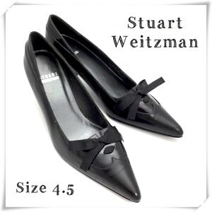 STUART Weitzman Patent Leather Pointed toe Low Heel Pumps In Black